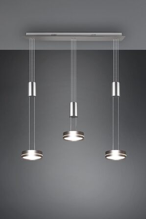 Світлодіодний торшер Trio Lights Franklin 426510208, Метал в т.ч. 35 Вт LED, Зміна кольору, Диммер (нікель-матовий, підвісний 3-полум'яний)