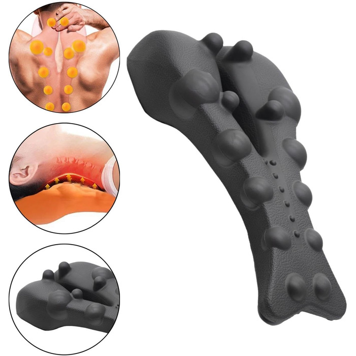 Масажер для розтягування шиї Colcolo, пристрій для витягування шийного відділу, напруга м'язів з точками тиску, масажер Trapeze Point для жінок і чоловіків, чорний