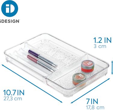 Органайзер для косметики iDesign, плоска пластикова коробка для зберігання косметики, прозорий