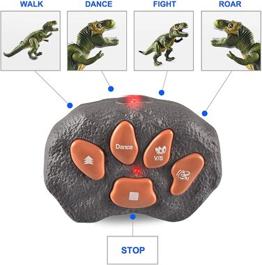 Світлодіодна іграшка динозавр на дистанційному управлінні, електронна іграшка T-Rex Dino з ходьбою, ревінням, світяться очі і трясеться головою для малюків Хлопчики Дівчатка