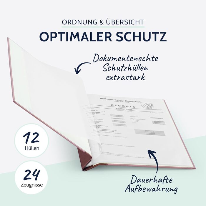 Папка для сертифікатів пастельна папка для документів DIN A4, папка для документів з кришкою, що загвинчується, і 12 прозорими кишенями, папка з лляної структури з 12 рукавами, приблизно 24 x 31,5 x 2 см (баклажани), 36113
