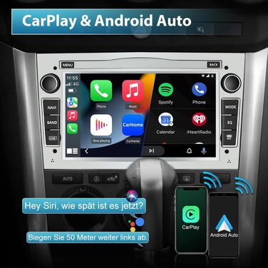 Автомобільна стереосистема AWESAFE Android 12 для Opel 2 DIN радіо з Navi, Carplay підтримує DAB WiFi Bluetooth MirrorLink 7-дюймовий екран FM-радіо - чорний (Android Silver 264 ГБ)