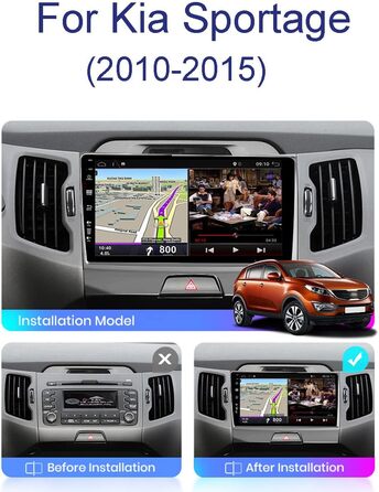 Автомобільна стереосистема JOYX Android 13 IPS Double Din підходить для Kia Sportage (2010-2015) - Вбудований CarPlay Android Auto - Камера заднього виду БЕЗКОШТОВНО - 9 дюймів 2G32G - Управління на кермі 4G WiFi DAB BT Mirrorlink