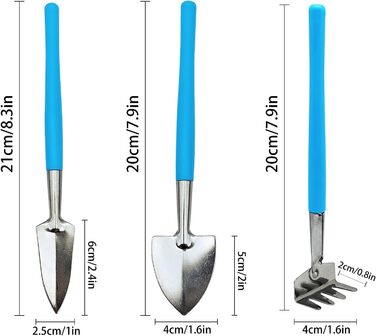 Міні-набір садового інструменту з 3 предметів, садові інструменти з нержавіючої сталі, лопата, граблі, лопата, садові ручні інструменти для сукулентів, рослин у горщиках, квітів (рожевий)