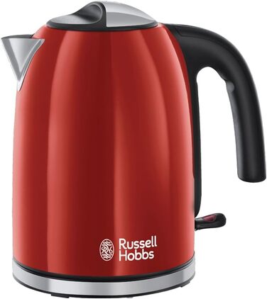 Чайник Russell Hobbs 1,7 л, 2400 Вт кольори нержавіюча сталь червоний (функція приготування під тиском, знімний фільтр з вапном, оптимізований вилив, зовнішній індикатор рівня води) Чайник для чаю 20412-70 Чайник 1,7 л