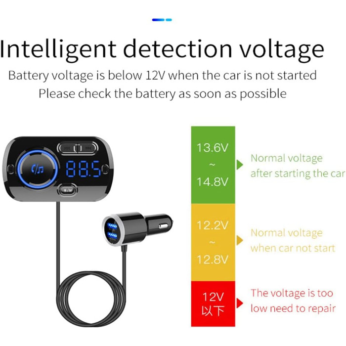 Передавач Bluetooth 5.0, AUX-вхід TOTMOX з підтримкою TF-карти, портативний радіоадаптер MP3-плеєра з подвійним швидким зарядним пристроєм USB QC3.0