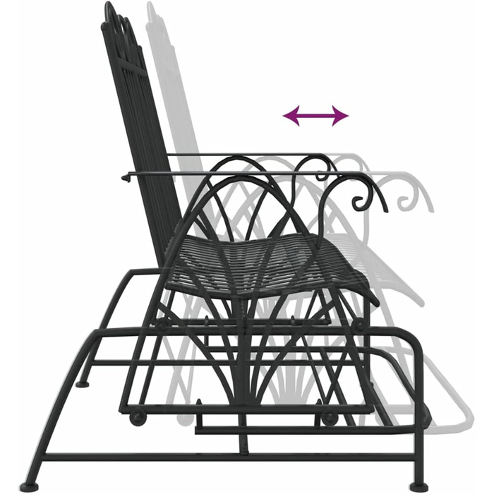 Лавка-гойдалка Tidyard 2-місне крісло-гойдалка Садова лавка Садова гойдалка Лавка Лавка для парку Лавка Металеві садові меблі для паркового саду Патіо Балкон, 114см Чорна сталь