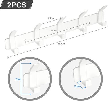 Гачок для пальто Sarsumir Білий гачок Стійка для одягу Гачок для одягу настінний з 5 гачками Дверні гачки для ванної кімнати, кухні, вітальні та передпокою - 2 шт. и