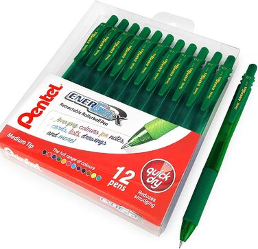 Ручка для роликів Pentel Energel X BL107, висувна, 0,7 мм, зелена, в упаковці 12 шт.