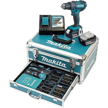 Комбінована дриль Makita DHP482RFX9, 18В, 3.0 Агод, 2 акумулятори, зарядний пристрій, алюмінієвий корпус, 96 аксесуарів