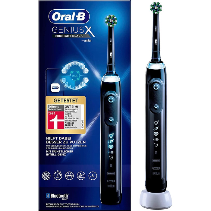 Бездротовий іригатор для порожнини рота Oral-B AquaCare 6, 3 змінні насадки, біла/сіра та електрична зубна щітка Genius X, 6 режимів чищення для догляду за зубами, додаток зі штучним інтелектом і Bluetooth, чорний