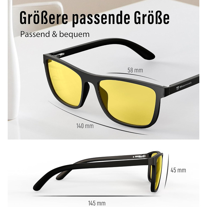 Блокування синього світла Окуляри-Ігрові окуляри-Антивідблиски-Проти втоми-Підходить для екранів, ігор, телевізора Жовтий - 65 - Найкраще для ігор Жовтий - DayNight, 99