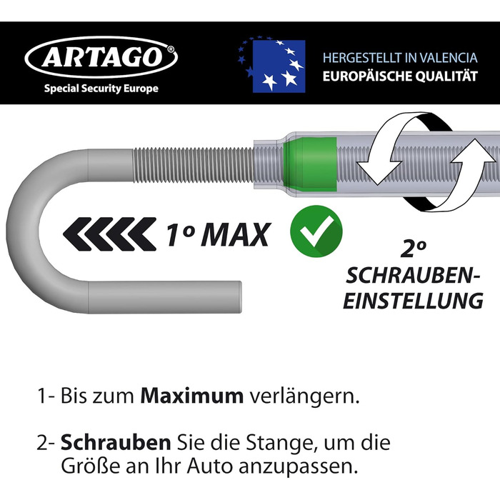 Блокування керма EASY HOOK Adaptable, кіготь керма, протиугінна педаль керма автомобіля, чорна/жовта суцільна смуга, 871A/B