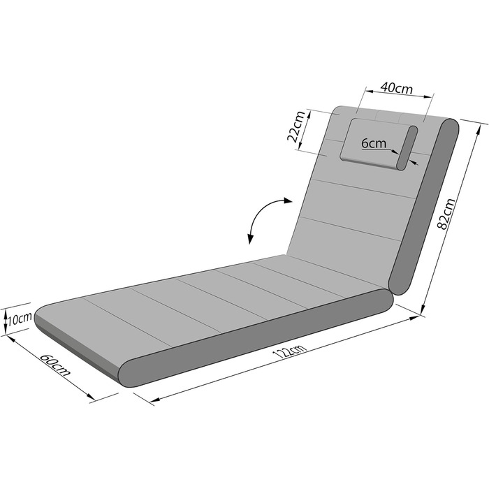 Садовий меблевий матрац PillowPrim, для шезлонга, шезлонга, балкона, відкритого, подушка для шезлонга, оббивка, диван, подушка для сидіння, антрацит, 204x60 см