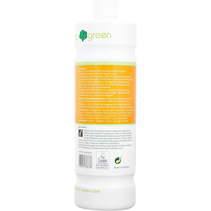 Олія для догляду за паркетом clean & green aqua 1,0 л