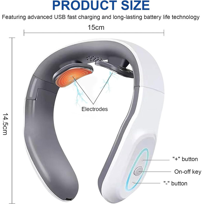 Масажер для шиї, масажер для шиї з підігрівом, електричні масажери для шиї, портативний масажер з режимами для дому, офісу, подорожей жінкам і чоловікам у подарунок (Білий1)