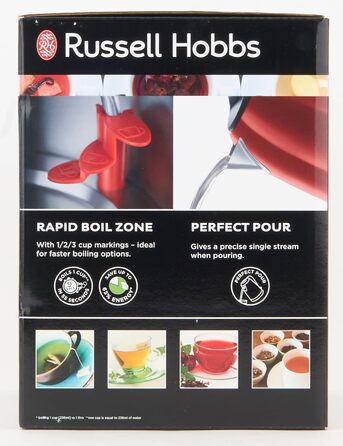 Чайник Russell Hobbs 1,7 л, 2400 Вт кольори нержавіюча сталь червоний (функція приготування під тиском, знімний фільтр з вапном, оптимізований вилив, зовнішній індикатор рівня води) Чайник для чаю 20412-70 Чайник 1,7 л