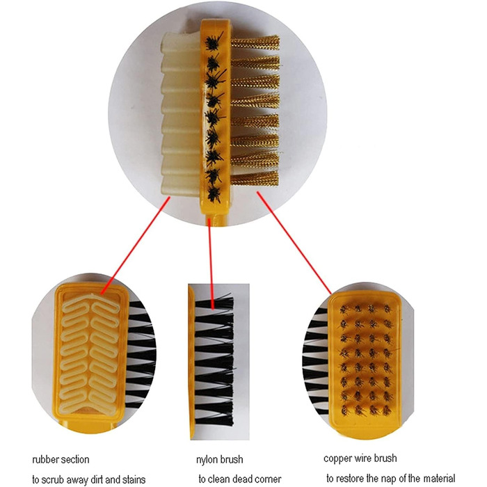 Щітка для взуття OUSIKA Brush, 3-стороння щітка для чищення, міцний засіб для чищення замшевого взуття, матова, багатофункціональна щітка для взуття, щітка для взуття