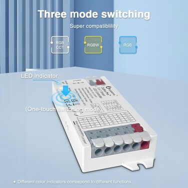 Контролер GLEDOPTO ZigBee для світлодіодної стрічки RGBCCT WRGBWW для 12 В або 24 В протестовано з Philips Hue*, Alexa Echo Plus, Homee (Pro 3в1 Rgb/Rgbw/Rgbcct)