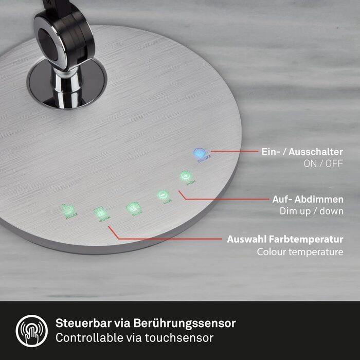 Настільна лампа з сенсорним керуванням, плавне регулювання яскравості, регулюється від теплого білого до холодного білого, настільна лампа, світильник, приліжкова лампа, настільна лампа, декор, офісна лампа, 20x74 см, сріблястий колір