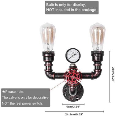 Ретро промислова водопровідна труба внутрішній настінний світильник, старовинний настінний світильник водопровідної труби, промисловий декор, стиль лофт, освітлення для бару, кафе, сходів, доріжки, ресторану, коридору, підвалу, декоративний дисплей