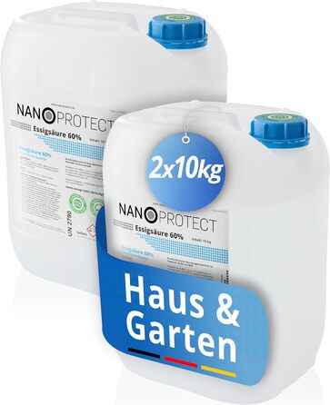 Оцтова кислота Nanoprotect 60 2 x 10 кг кліматично нейтральна, для чищення та видалення накипу