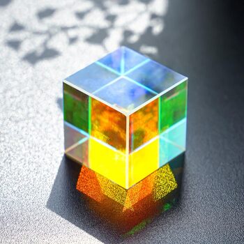 Міліметрова кольорова оптична скляна призма X-Cube, RGB дисперсійна призма для навчання фізики, досліджень, декору та мистецької освіти Різнокольорова, 35-