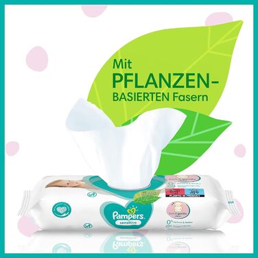 Дитячі вологі серветки Pampers Sensitive Baby, 1200 серветок (15 x 80) для чутливої дитячої шкіри, дерматологічно протестовано, дитяче початкове обладнання для новонароджених, 80 шт. (15 упаковок) 1200 шт. (1 упаковка)