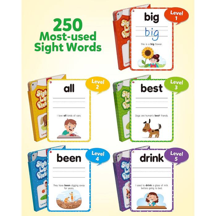 Для дитячого садка дошкільного віку 3 4 5 років малюків, 250 Dolch Word Game Reading Vocabulary Card Montessori Toys