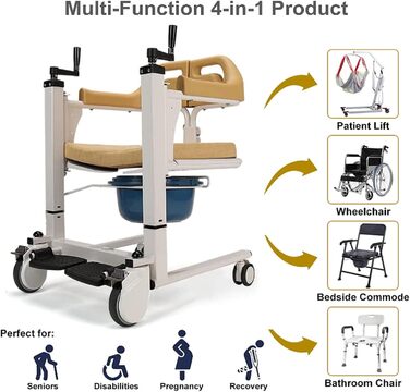 Інвалідний візок для пацієнта підйомний для перевезення пацієнта додому, крісло для перенесення пацієнта, відкривання спинки на 180, приліжковий комод з пісуаром для ліжка, транспортне крісло для людей похилого віку з обмеженими можливостями, 22