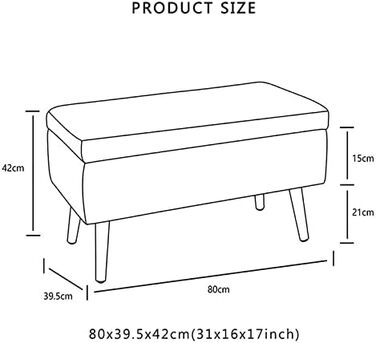 Сучасна проста лава для зберігання, Сидіння для зберігання постільної білизни з бавовняною оббивкою, Преміальна скриня для зберігання, бежевий, 80X39.5X42 см (316X17 дюймів) Бежевий 80x39.5x42 см (316x17 дюймів)