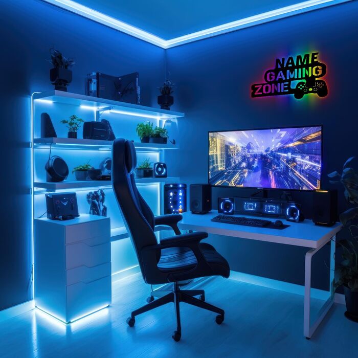 Світлодіодна ігрова зона Sign RGB Gamer Gift Idea персоналізована з іменним освітленням кімнати настінний світильник - прикраса - Спеціальні подарунки для шанувальників відеоігор - Хлопчики Чоловіки Друг