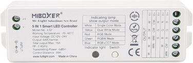 Контролер 5 в 1 LS2 Білий/CCT/RGB/RGBW/RGBCCW 12-24V для світлодіодної продукції, 2.4G