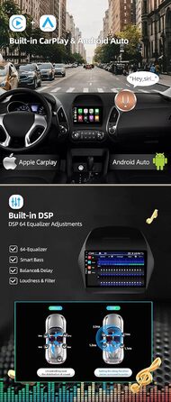 Автомобільна стереосистема JOYX Android 13 підходить для Hyundai IX35 (2010-2017) - 4G64G - Вбудований DSP/Carplay/Android Auto - Камера заднього виду БЕЗКОШТОВНО - 10,1 дюйма - з керуванням на кермі 4G WiFi Bluetooth5.0 DAB