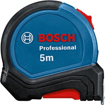 Професійна рулетка Bosch 5 м (керування однією рукою, затискач для ременя, магнітний гачок, 2 кнопки зупинки, ремінець із нейлонової сталі 27 мм) - ексклюзивна рулетка Stores (5 м)