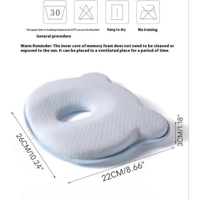 Ортопедична дитяча подушка Baby Pillow Against Flat Head Дитяча подушка Memory Foam для новонароджених 0-12 місяців, Подушка проти деформації голови Baby