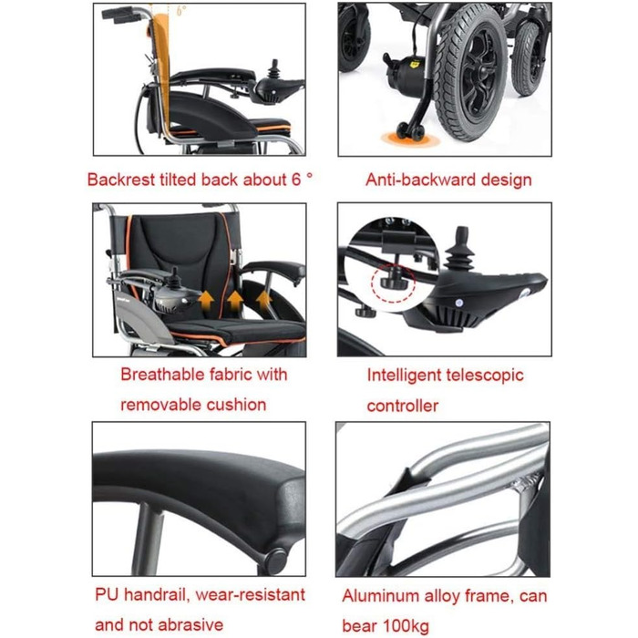 Електричне інвалідне крісло, розбірне, легке, для людей похилого віку та інвалідів, чотириколісне автоматичне інтелектуальне потужне інвалідне крісло з подвійним двигуном