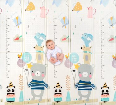 Ігровий килимок Baby 180x200x1,5 см - Ігровий килимок XXL з двосторонньою м'якою підкладкою - Дитяча та доросла сторона - Ігровий килимок Foam - Дитячий ігровий килимок складний - Sweety fox (Масштаб)