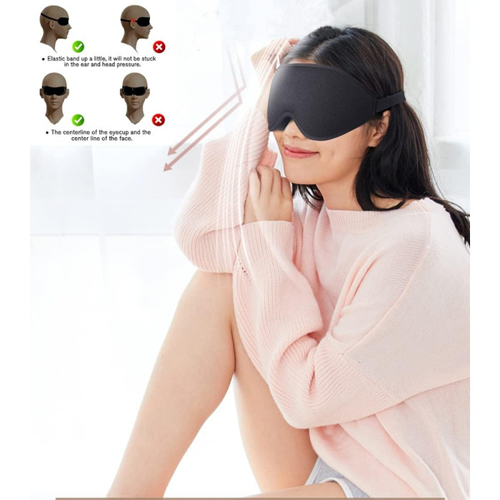 Маска для сну для чоловіків і жінок, Eysilk 2022 New Upgrade 3D Deep Sleep Mask Comfortable, маска для очей для тих, хто спить на боці, дихаюча 100 світлоблокуюча маска для сну для подорожей, йога (чорна)