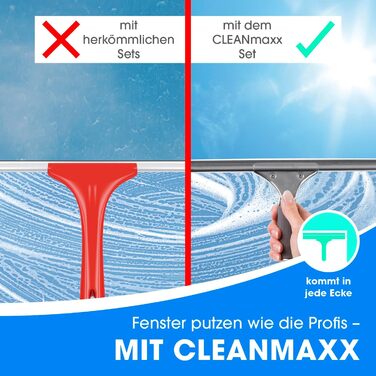 Засіб для миття вікон CLEANmaxx, 7 шт. Набір Миття вікон без розлучень Комплектація з очищувачем, віконним ракелем, відром, склоочисником, ганчіркою з мікрофібри Ідеально підходить для дому, автомобіля та душу