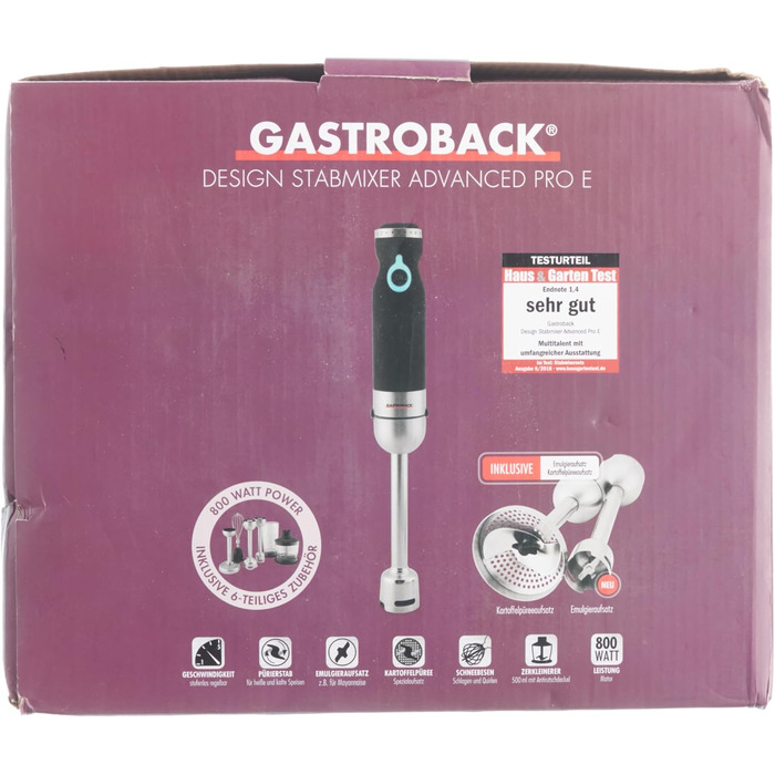 Ручний блендер GASTROBACK Design Advanced Pro E, чорний, сріблястий