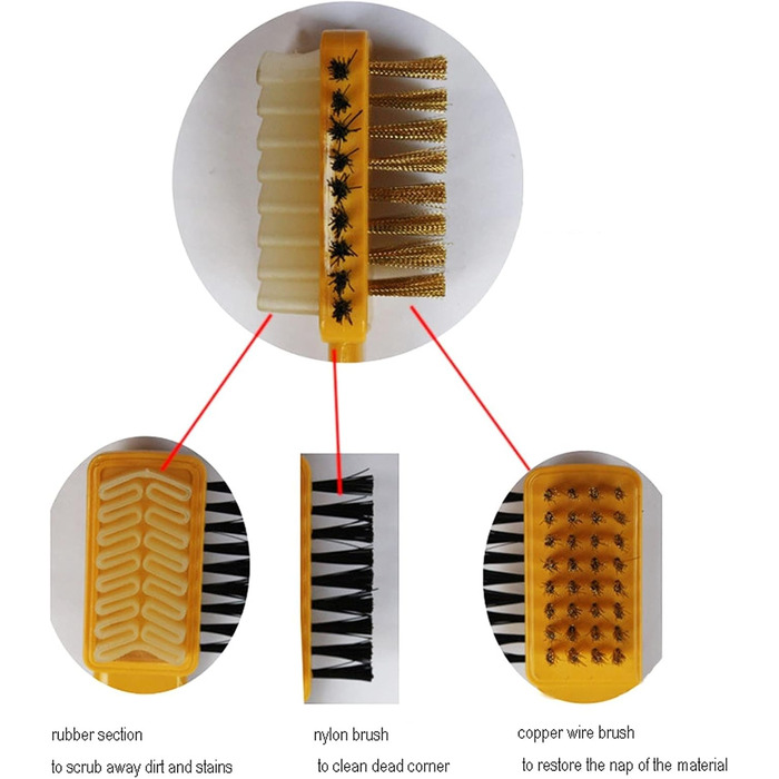 Щітка для взуття, 3-стороння щітка для чищення Міцна матова замшева щітка для взуття Багатофункціональна щітка для взуття (колір колір Ramdom) (Ramdom Co