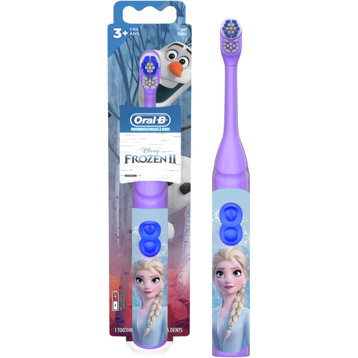 Дитяча зубна щітка Oral-B Pro-Health Jr. з живленням від батареї з Disney's Frozen, Soft, 1ct, стилі можуть відрізнятися Кольори та дизайн різняться