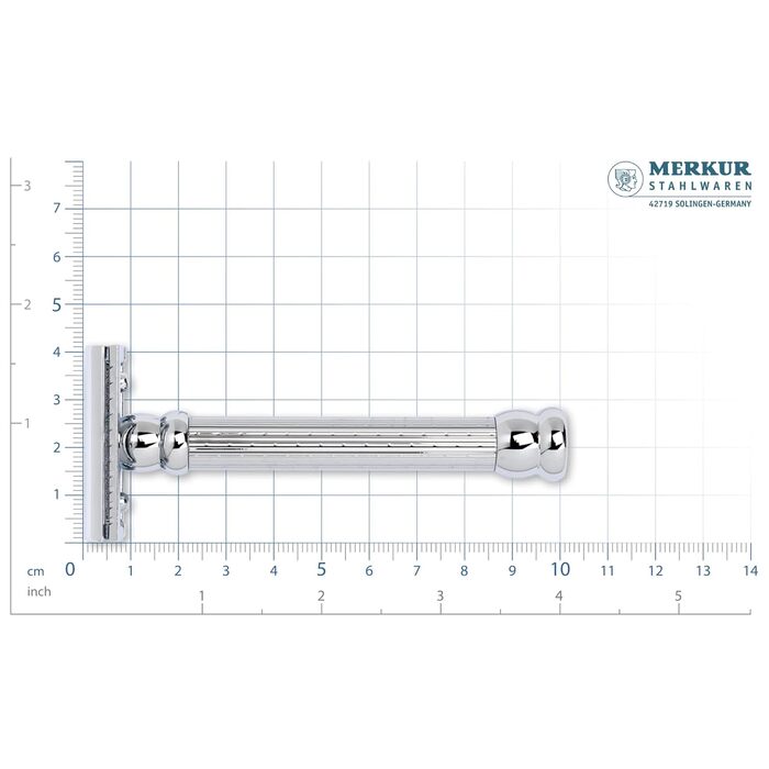 Безпечна бритва MERKUR 47C Блиск хром Бритва з трьох частин з прямим зрізом Безпечна бритва із закритим гребінцем Ідеально підходить для вологого гоління Цинкове лиття під тиском Латунна рукоятка Зроблено в Німеччині