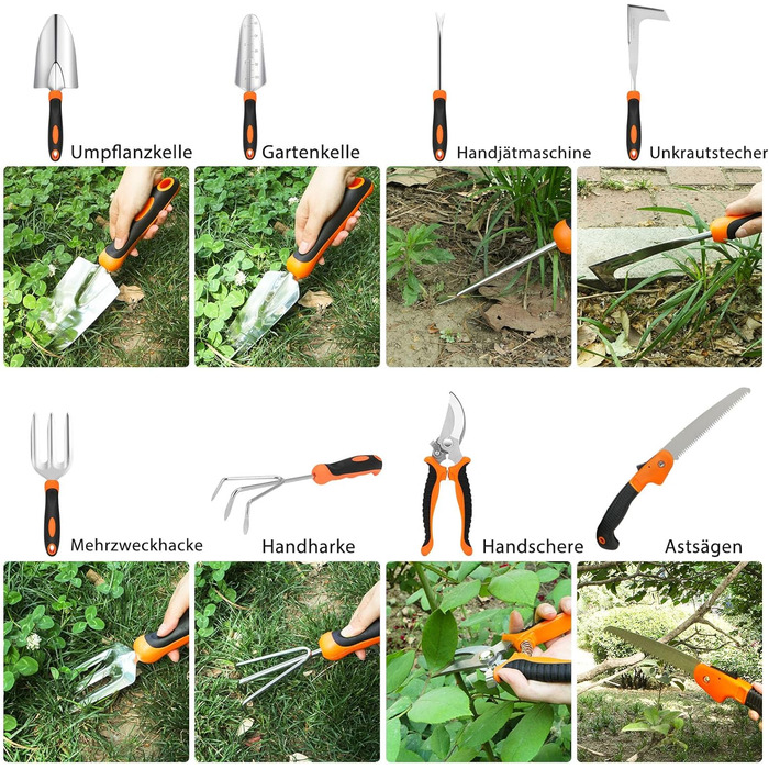 Набір садового інструменту MQHUAYU, набір садового інструменту з 10 предметів, набір садового інструменту для садівництва, подарунки для жінок та чоловіків