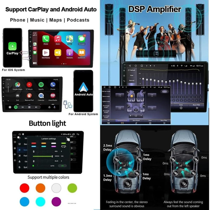 Автомобільна стереосистема FONALO Bluetooth-автомагнітола з DAB Navi Android для Opel Corsa F 2019-2023v Автомобільний мультимедійний програвач Plug and Play із сенсорним екраном 1080P HD DAB/GPS (колір TS18 232G)