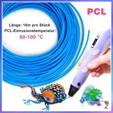 Кольорів, 10M кожен - 3D Pen PCL Filament 1,75 мм, набір кольорів 3D Pen для низьких температур, 3D дитяча ручка та аксесуари для ручок для 3D друку, 3D Pen Filament PCL, 20