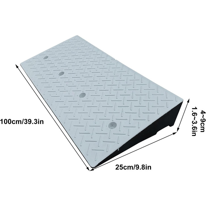 Бордюрний пандус Перехідні пандуси для бордюру, гумовий пандус з нековзною поверхнею, портативний бордюрний пандус для інвалідного візка, коляски, ролика або електросамоката (4 см/1,6 дюйма)