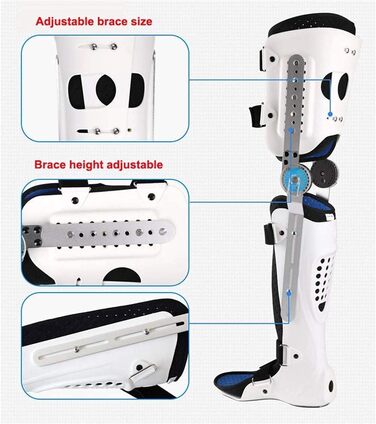 Ортез на колінний іммобілізатор, колінний ортез з шарніром, колінний іммобілізатор ROM, ортопедичний колінний ортез, регульований для лівої та правої ноги (колір лівий) Лівий Один розмір підходить для всіх