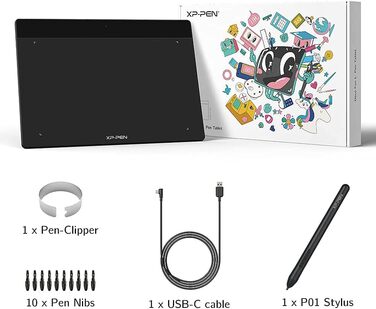 Графічний планшет XP-PEN Deco Fun S 6.3'x4 зі стилусом без батареї Нахил 60 для цифрового малювання/письма (чорний) Чорний